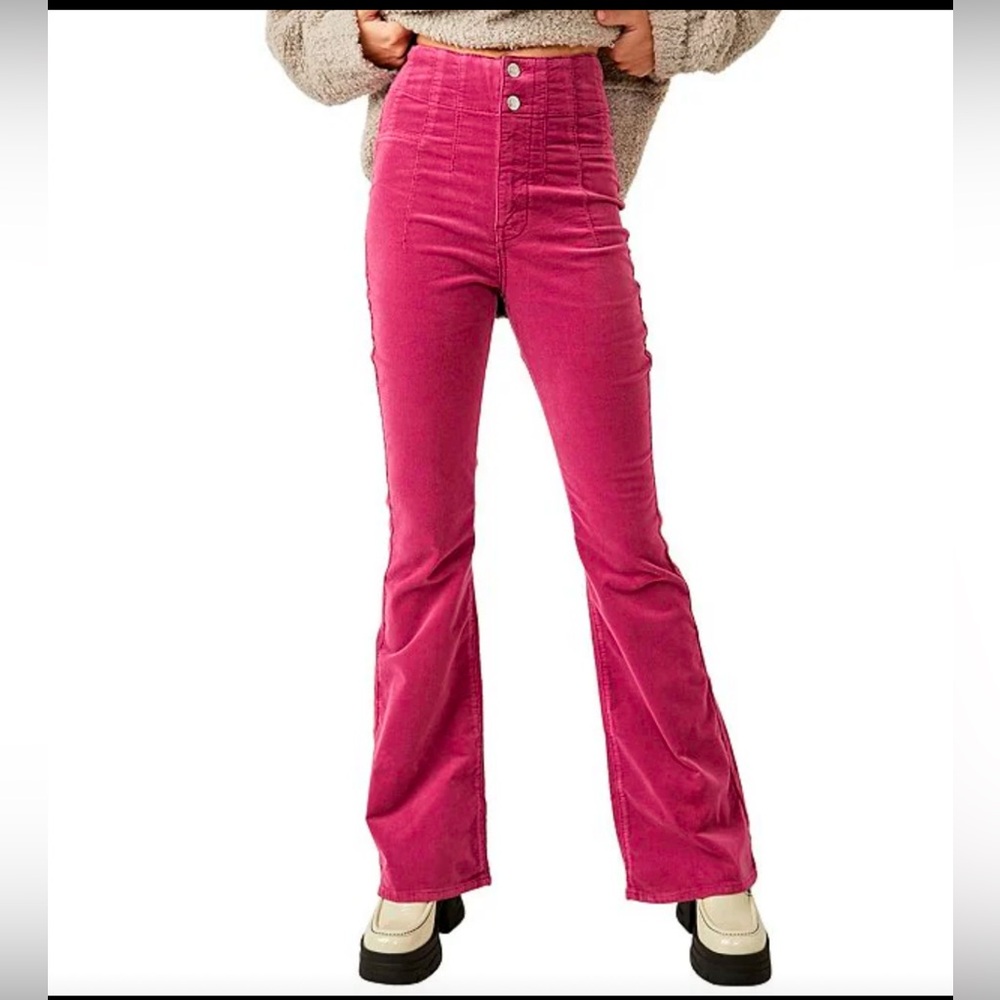 We The Free, Free People Jayde Cord Flair jeans Fushia 31